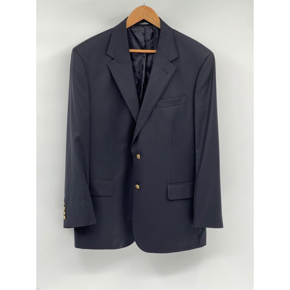 Jos A Bank Sport Coat Blazer‎ Suit Jacket Men Size 44R Navy Blue Gold Buttons